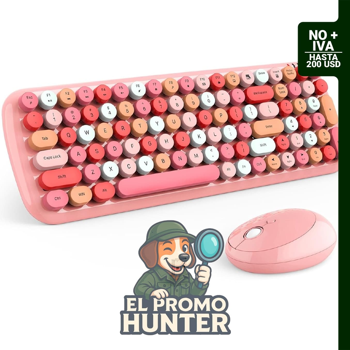 Combo de teclado y mouse inalámbrico de 100 teclas, tamaño completo, 2.4 GHz, receptor USB.