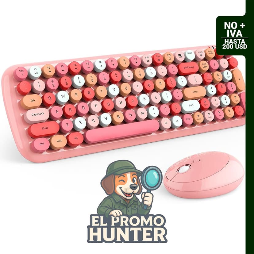 Combo de teclado y mouse inalámbrico de 100 teclas, tamaño completo, 2.4 GHz, receptor USB.