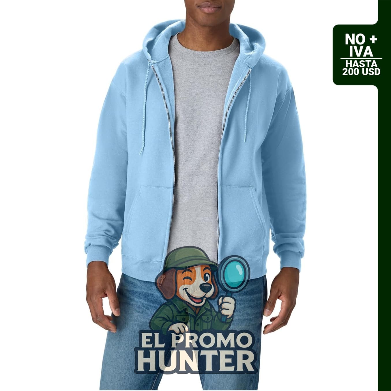 Sudadera con capucha y cremallera completa para hombre, fabricada en material polar EcoSmart.