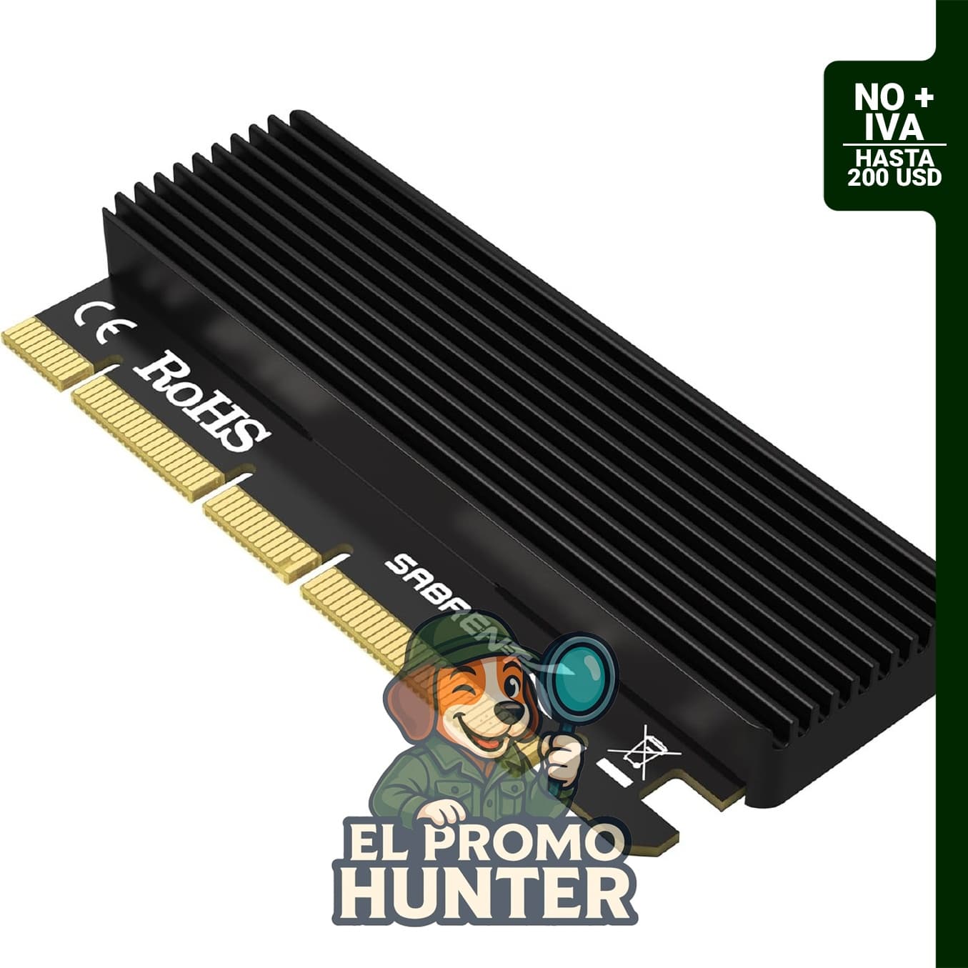 Tarjeta adaptadora M.2 NVMe SSD a PCIe X16/X8/X4 con disipador térmico de aluminio, soporta 2230/2242/2260/2280.