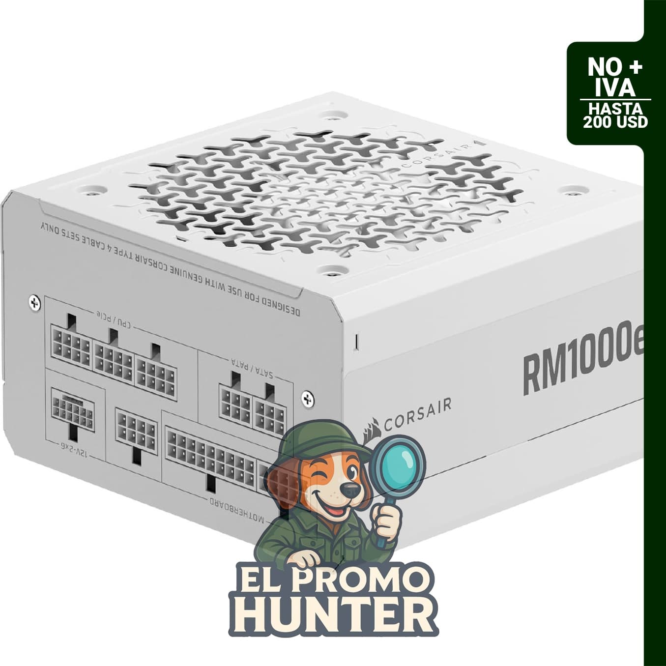 Fuente de alimentación ATX completamente modular de bajo ruido, 1000W, con cable 12V-2x6.