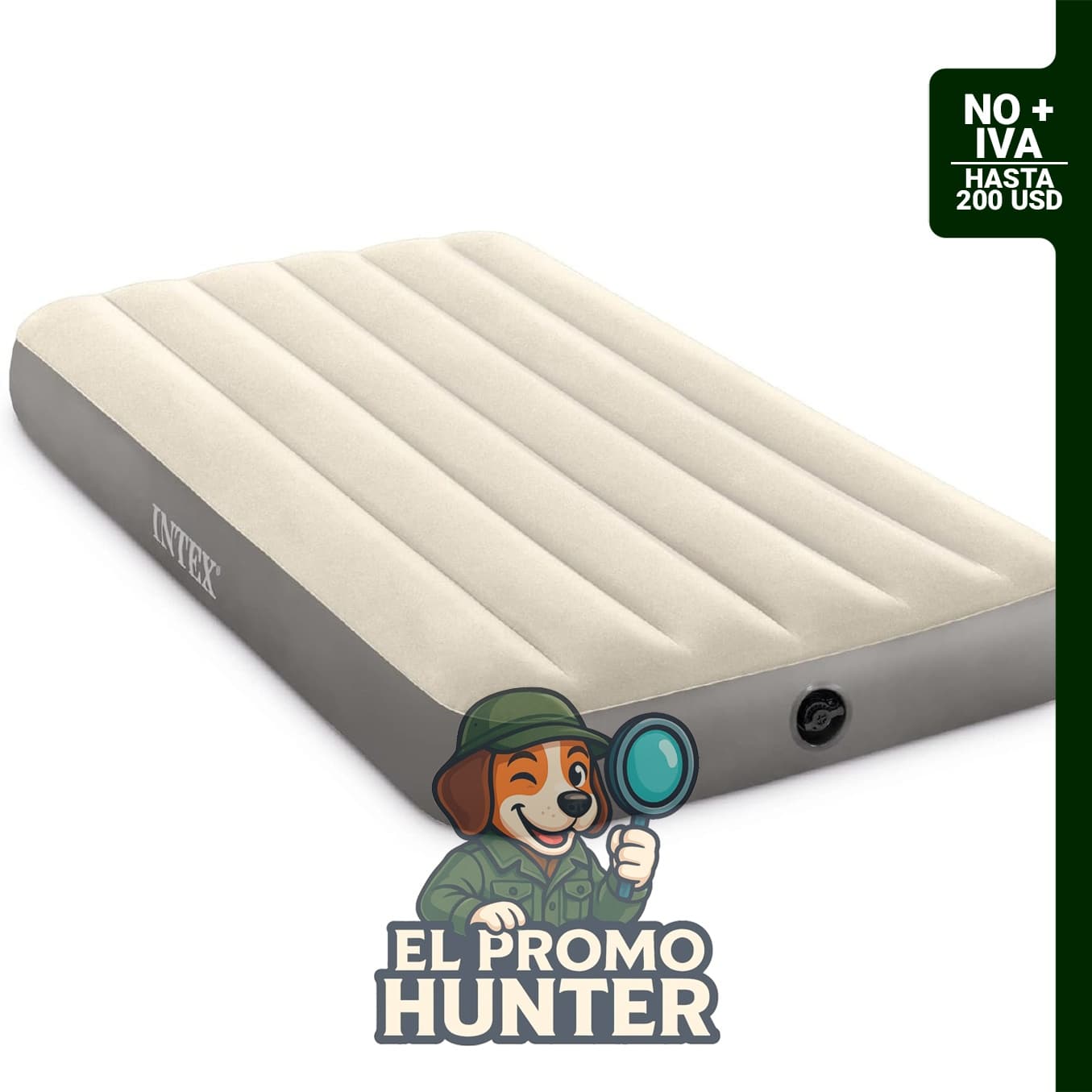 Colchón de aire Intex Dura-Beam estándar de altura simple, tamaño Twin, 10" (25 cm) de altura, capacidad de 136 kg.