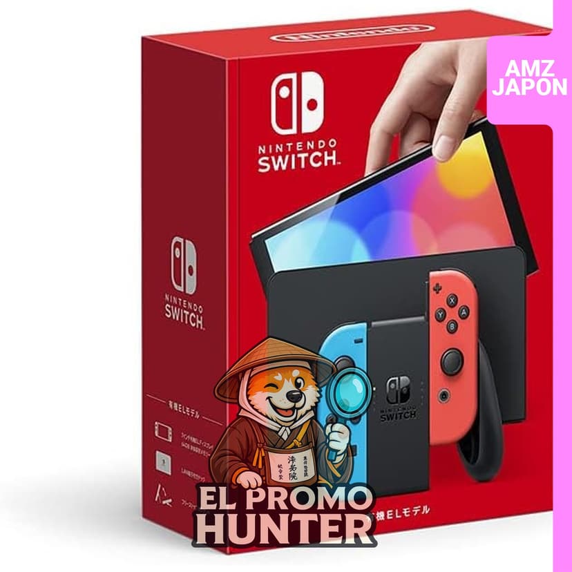 Consola Nintendo Switch (modelo OLED) con Joy-Con (L) azul neón y (R) rojo neón, Usada - En muy buen estado.