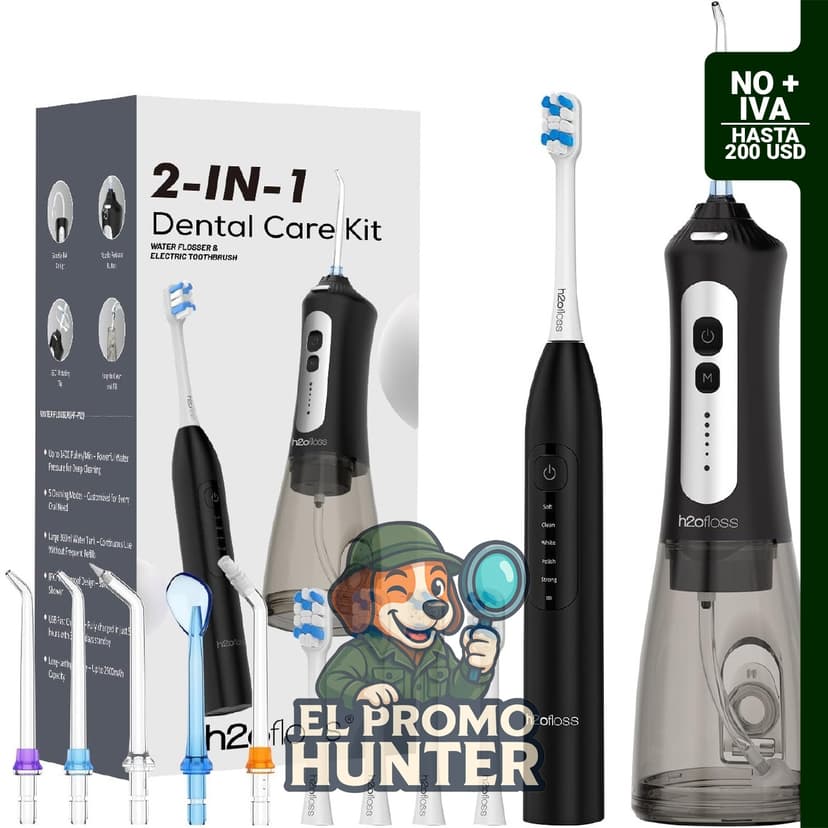 Cepillo de dientes eléctrico sónico recargable de 2000mAh e irrigador bucal de 2500mAh con tanque de 300ml.