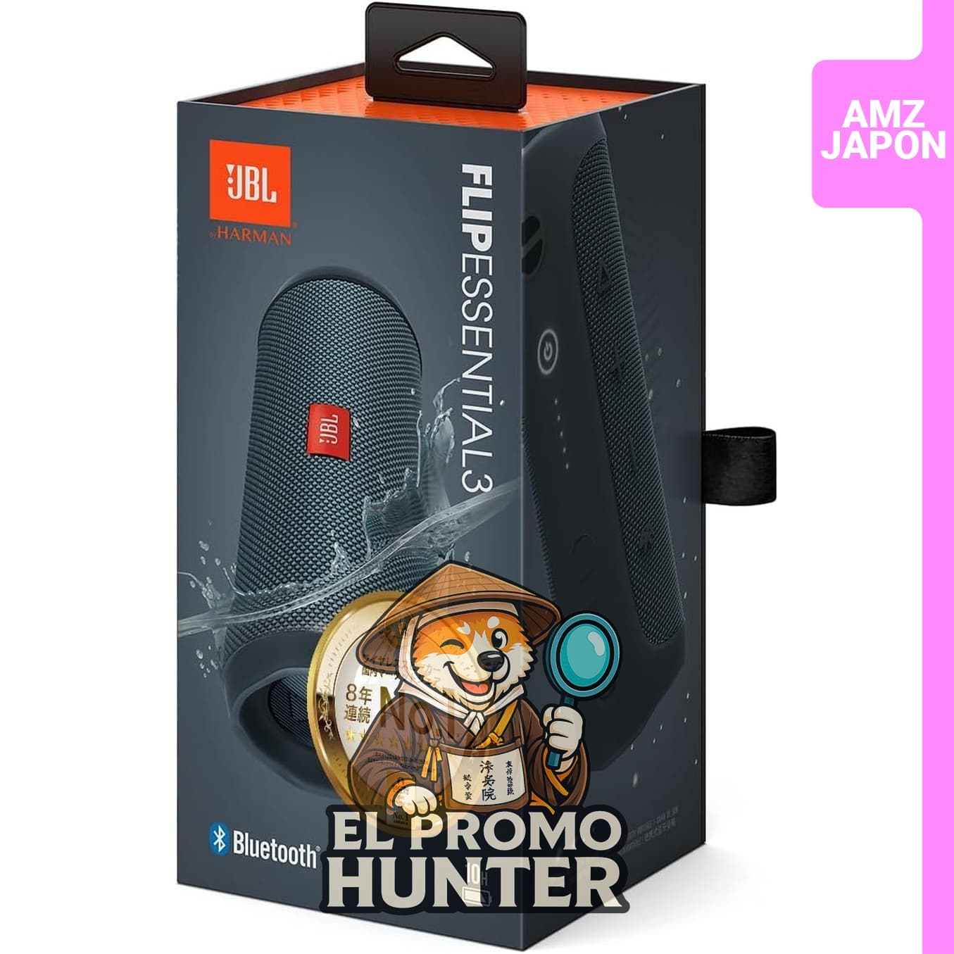 Parlante portátil JBL Flip ESSENTIAL 3, impermeable IPX7, carga USB-C, radiador pasivo, Bluetooth, 20W, hasta 10 horas de reproducción.