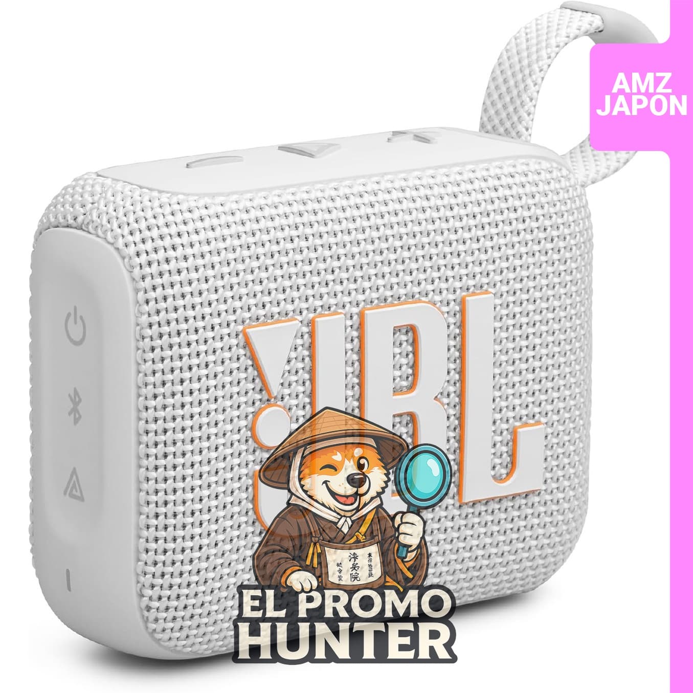 Parlante Bluetooth JBL GO4, carga USB-C, resistente al agua y al polvo IP67, radiador pasivo, portátil, color blanco.