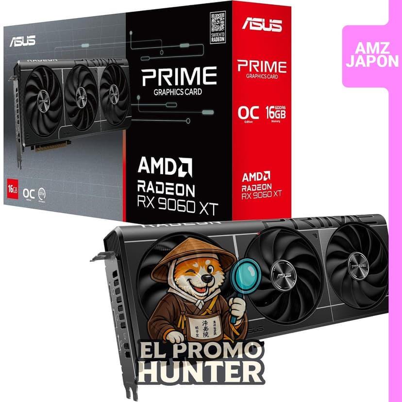 Tarjeta gráfica ASUS AMD Radeon RX 9060 XT de 16GB GDDR6 OC Edition.