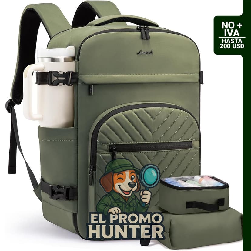 Mochila de viaje LOVEVOOK, aprobada por aerolíneas, color verde militar.