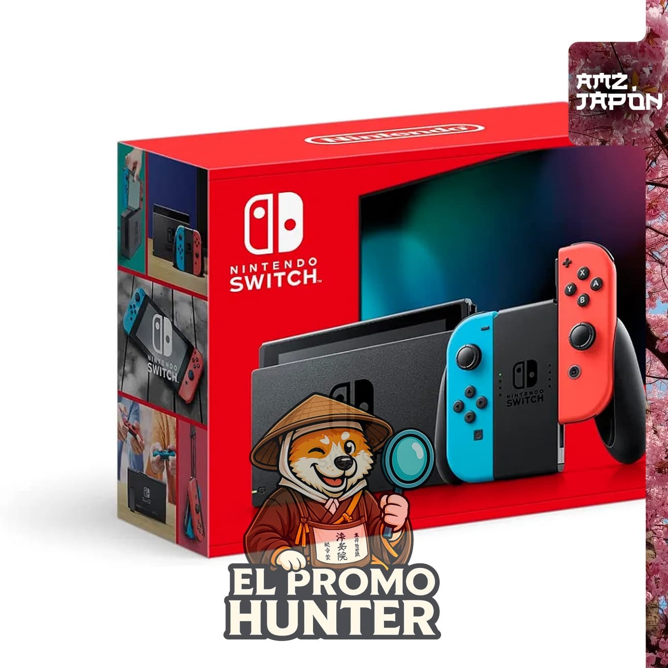 Controladores Joy-Con (L) azul neón y (R) rojo neón para Nintendo Switch.