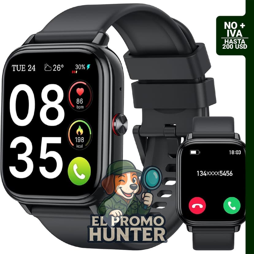 Reloj inteligente con pantalla táctil HD de 1.83" (4.6 cm), monitor de fitness y más de 112 modos deportivos.