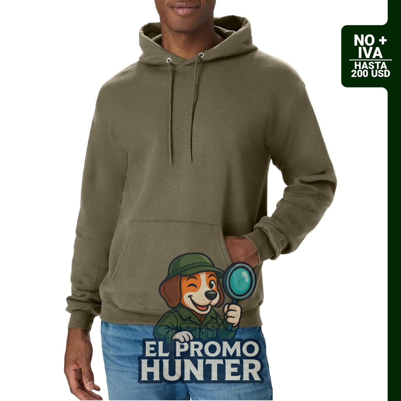 Sudadera de felpa media con capucha Hanes Comfortblend EcoSmart para hombre en color Fatigue Green.