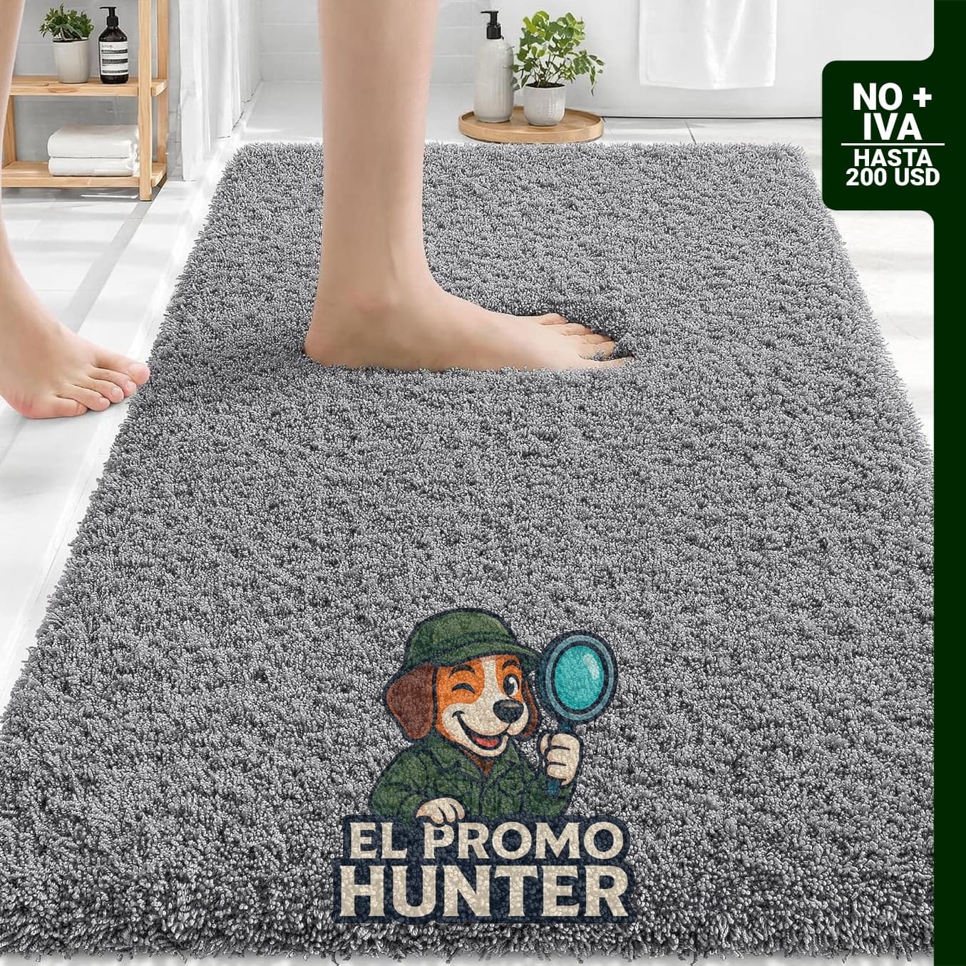 Alfombra de baño OLANLY de microfibra, 30x20 pulgadas (76x51 cm), altamente absorbente y antideslizante.