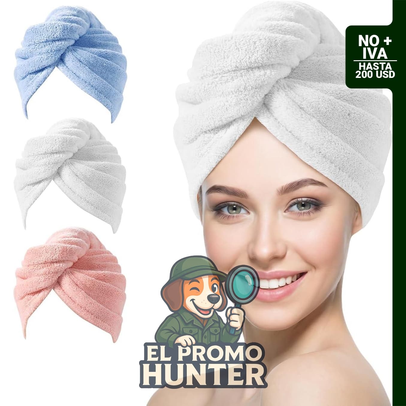 Paquete de 3 toallas de microfibra para envolver el cabello, 10" x 26" (25 cm x 66 cm), absorbentes y anti-frizz.