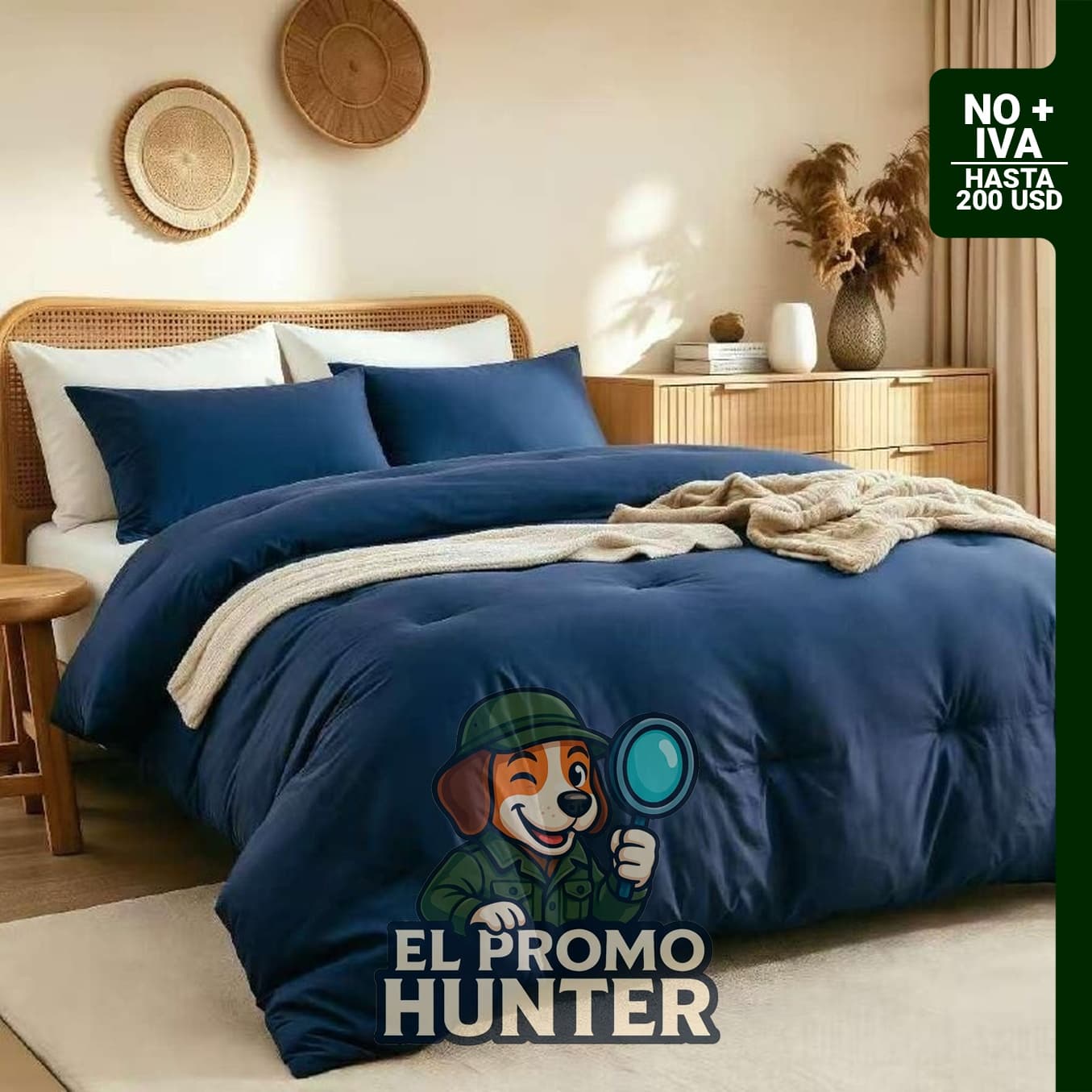 Juego de edredón King prelavado, incluye un edredón de 264 x 229 cm y dos fundas de almohada.