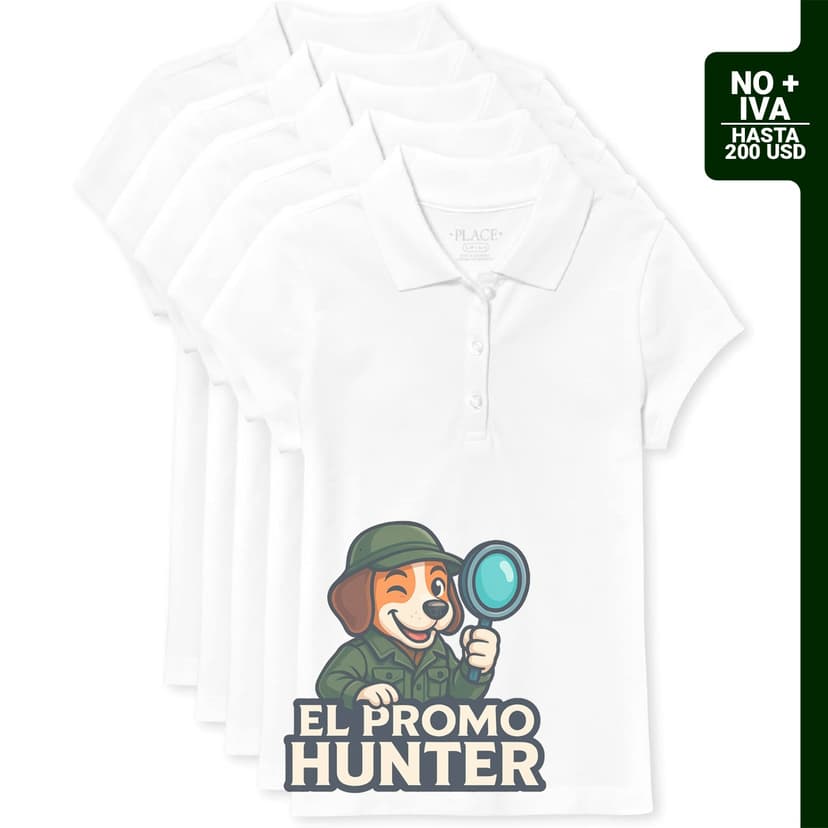 Paquete de 5 polos de piqué de manga corta para niñas de The Children's Place.