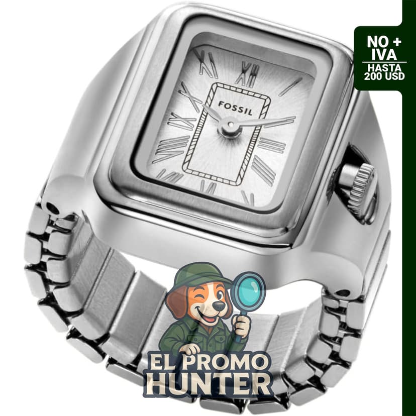 Reloj de cuarzo de acero inoxidable para mujer con anillo, diseño de dos manecillas.