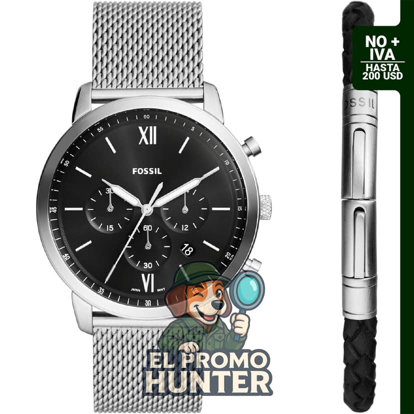 Reloj cronógrafo de cuarzo Fossil Neutra, con caja de acero inoxidable y correa de cuero.