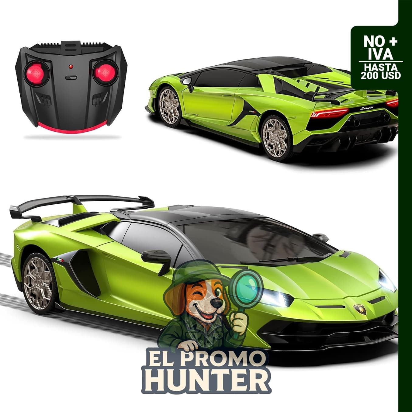 Auto de control remoto Lamborghini Aventador SVJ, escala 1:24, eléctrico, 2.4GHz, luz frontal.