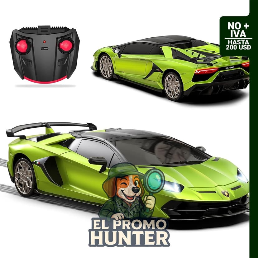 Auto de control remoto Lamborghini Aventador SVJ, escala 1:24, eléctrico, 2.4GHz, luz frontal.