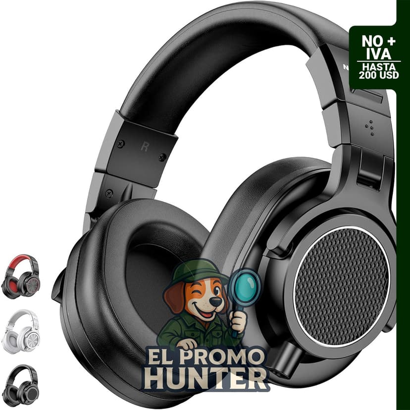 Auriculares de estudio con cable, controladores de 5 cm, peso de 210 g, conector para audio.