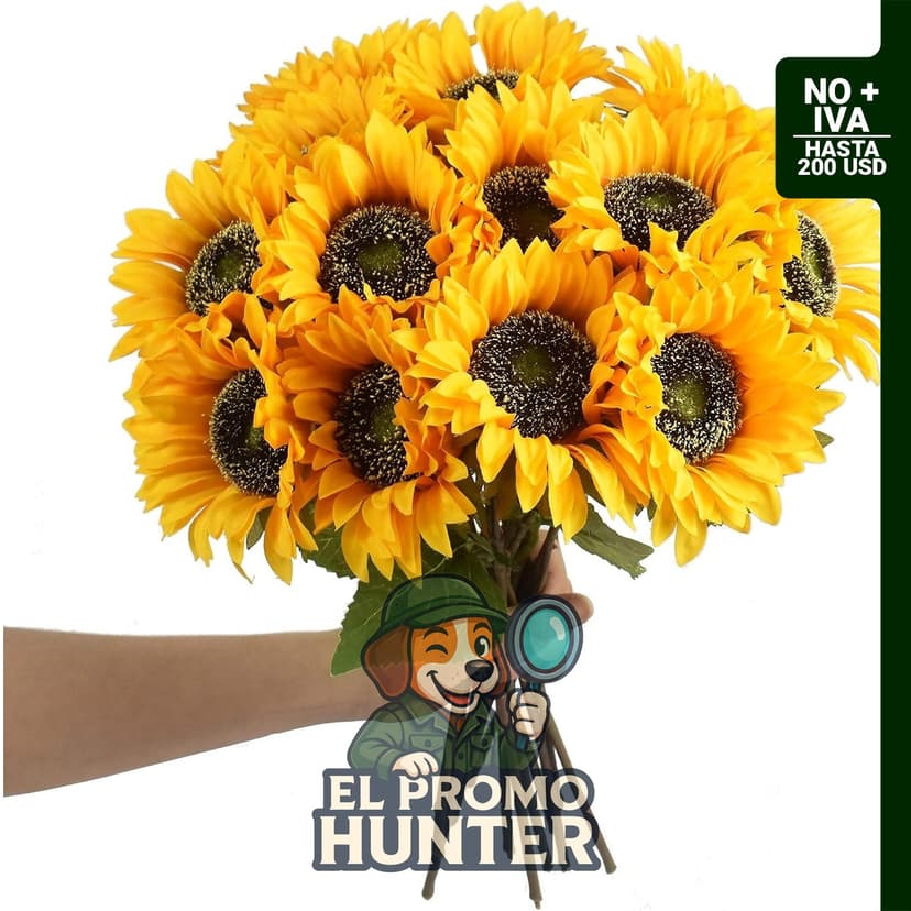 8 piezas de girasoles artificiales de seda de 40 cm, ideales para decoración.