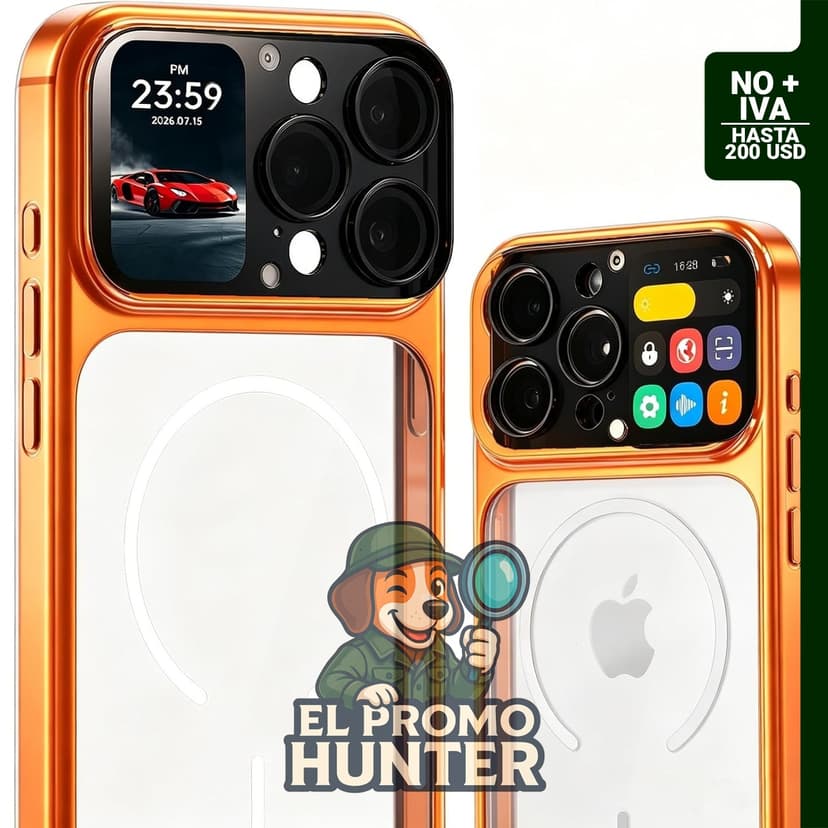 Funda para iPhone 16 Pro Max con pantalla inteligente de 1.85" que se sincroniza con el teléfono.