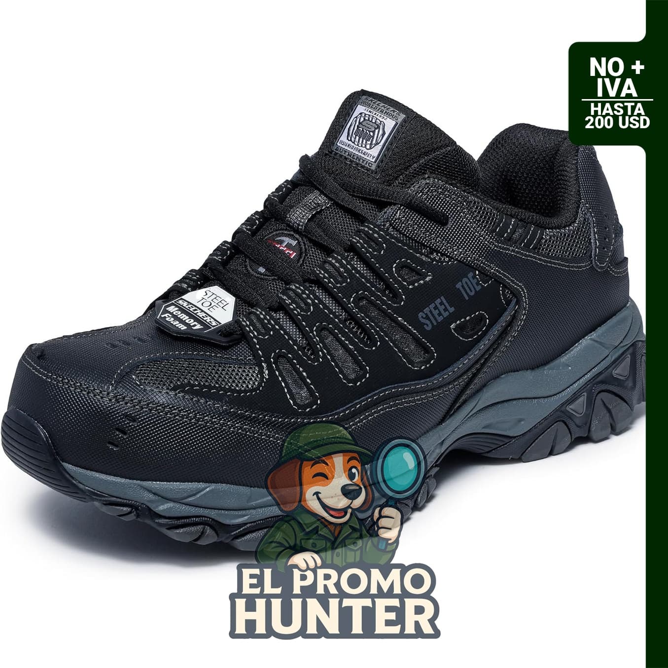 Zapatos Skechers Cankton Steel Toe con cordones para hombre, con suela antideslizante y plantilla Goga Mat.