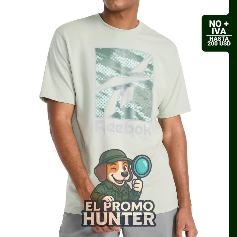 Camiseta Reebok para hombre, ajuste estándar, fabricada en una mezcla ligera de algodón y poliéster.