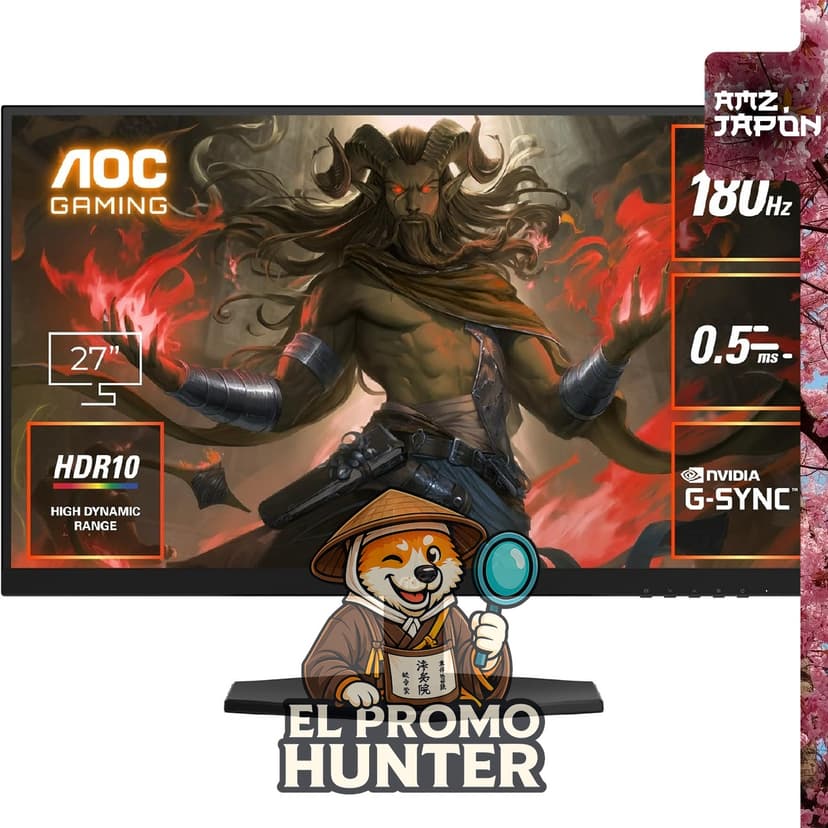 Monitor AOC Gaming de 27", resolución QHD (2560x1440), frecuencia de 180Hz, tiempo de respuesta de 0.5ms (MPRT).