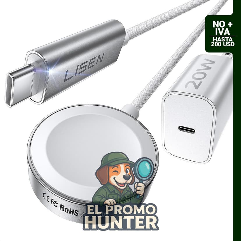 Cargador rápido USB C de 20W para Apple Watch, compatible con Series 7-11 y Ultra 3/2/1, incluye cable de 3.3FT (1 m).