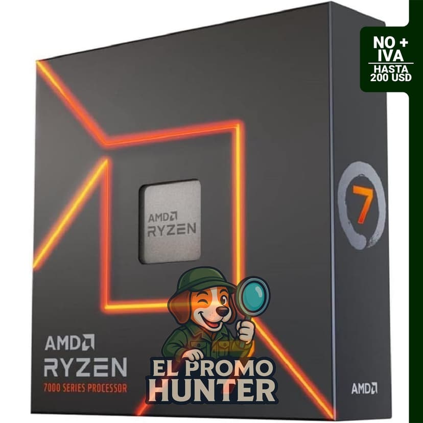 Procesador AMD Ryzen 7 7700X, 8 núcleos, 16 hilos, desbloqueado.