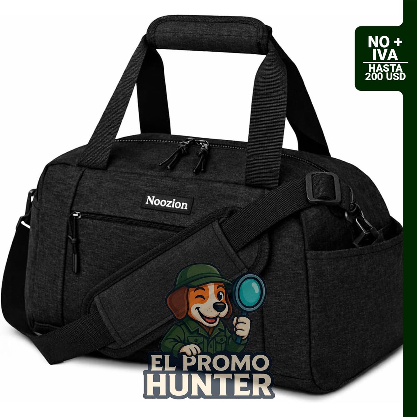 Bolsa de gimnasio pequeña de 14" (35 cm) con múltiples bolsillos, fabricada en lona ligera.