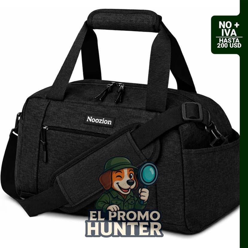 Bolsa de gimnasio pequeña de 14" (35 cm) con múltiples bolsillos, fabricada en lona ligera.