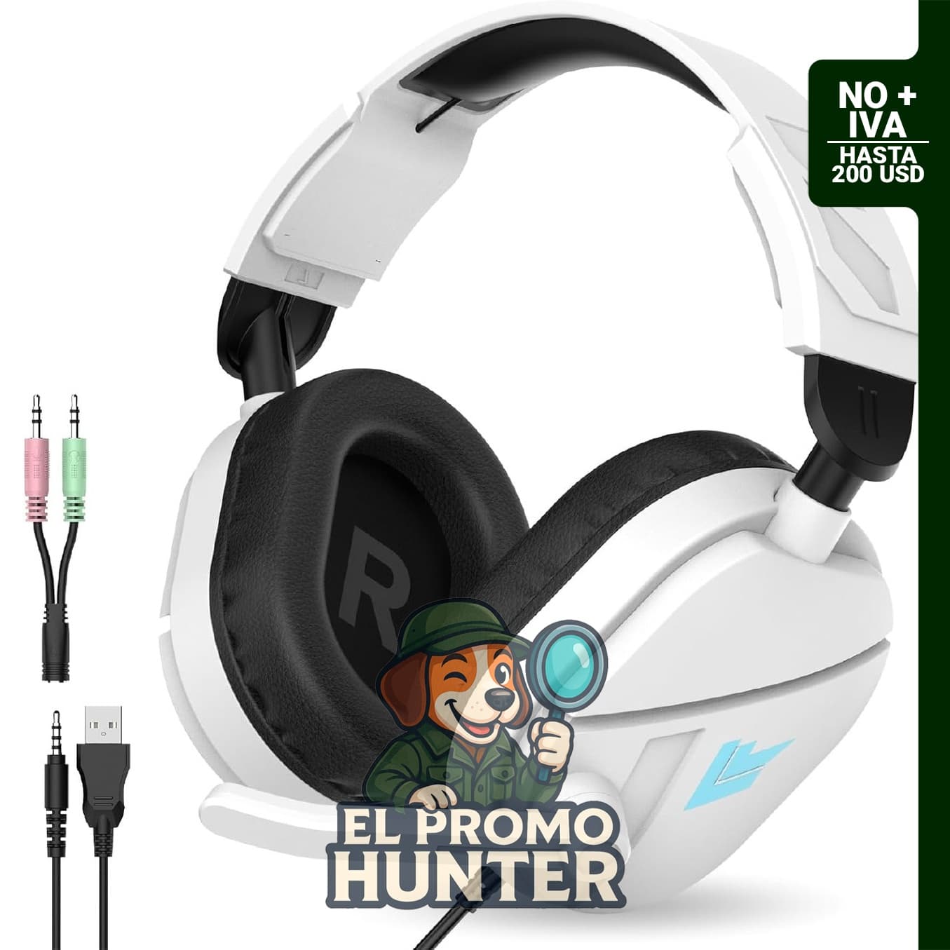 Auriculares con cable QXQ para juegos, compatibles con PS5, PS4, PC y Switch, con micrófono y luz LED RGB.