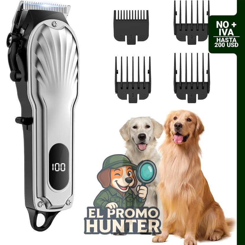 Kit de aseo para perros y gatos, recortadora recargable con pantalla LED y bolsa de almacenamiento.