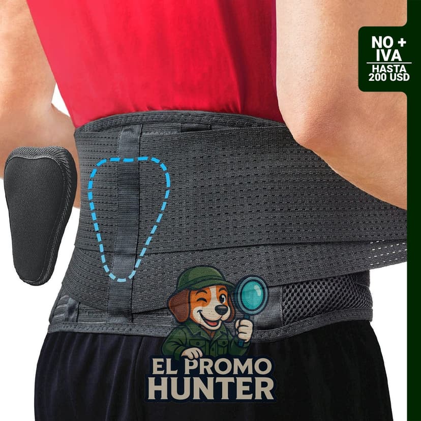 Soporte lumbar ajustable para aliviar el dolor de espalda baja, incluye almohadilla de soporte.
