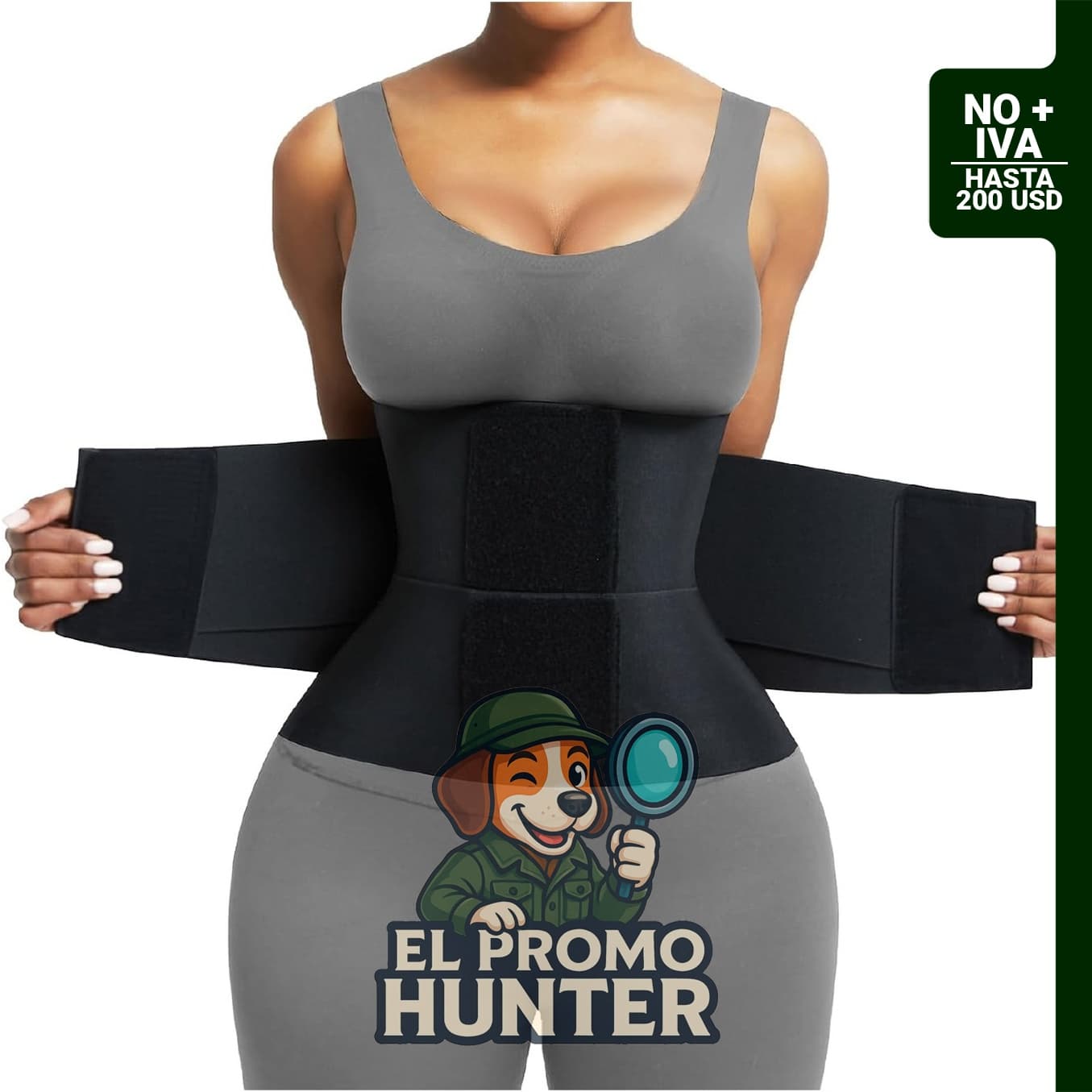 Cinturón reductor de cintura con triple envoltura, diseñado para control abdominal y moldeado corporal.