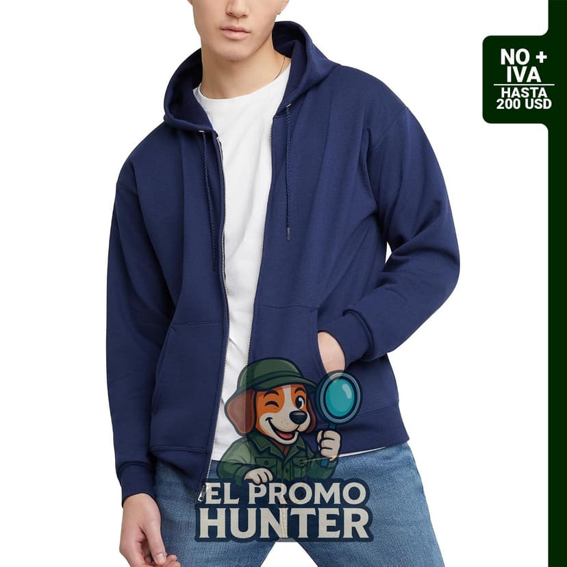 Sudadera con capucha y cremallera completa para hombres, modelo Ecosmart de Hanes, fabricada en polar.