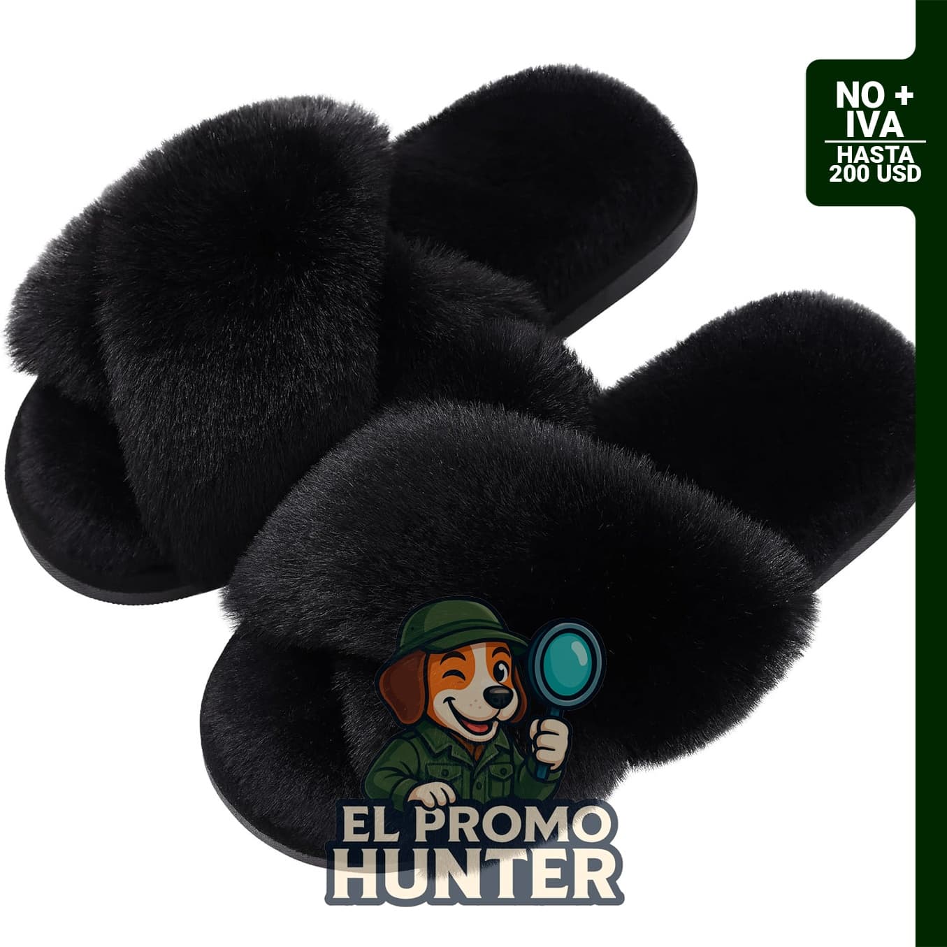 Pantuflas de felpa para mujer con banda cruzada y punta abierta, espuma viscoelástica y piel sintética.