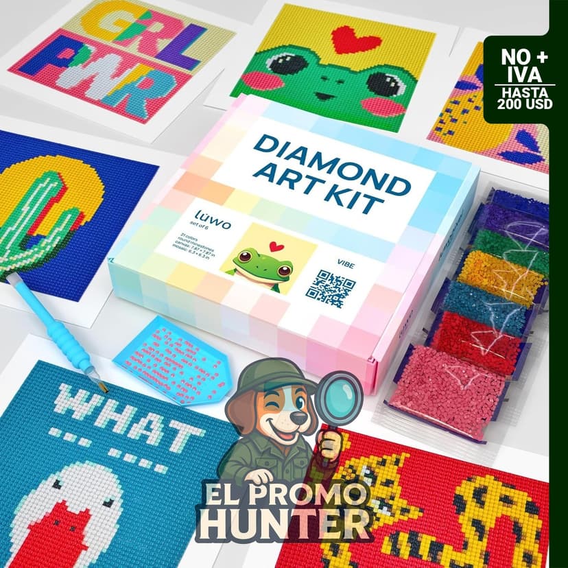 Paquete de 6 kits de pintura de diamantes para adultos y niños, estilo arte pop moderno, incluye herramientas para manualidades.