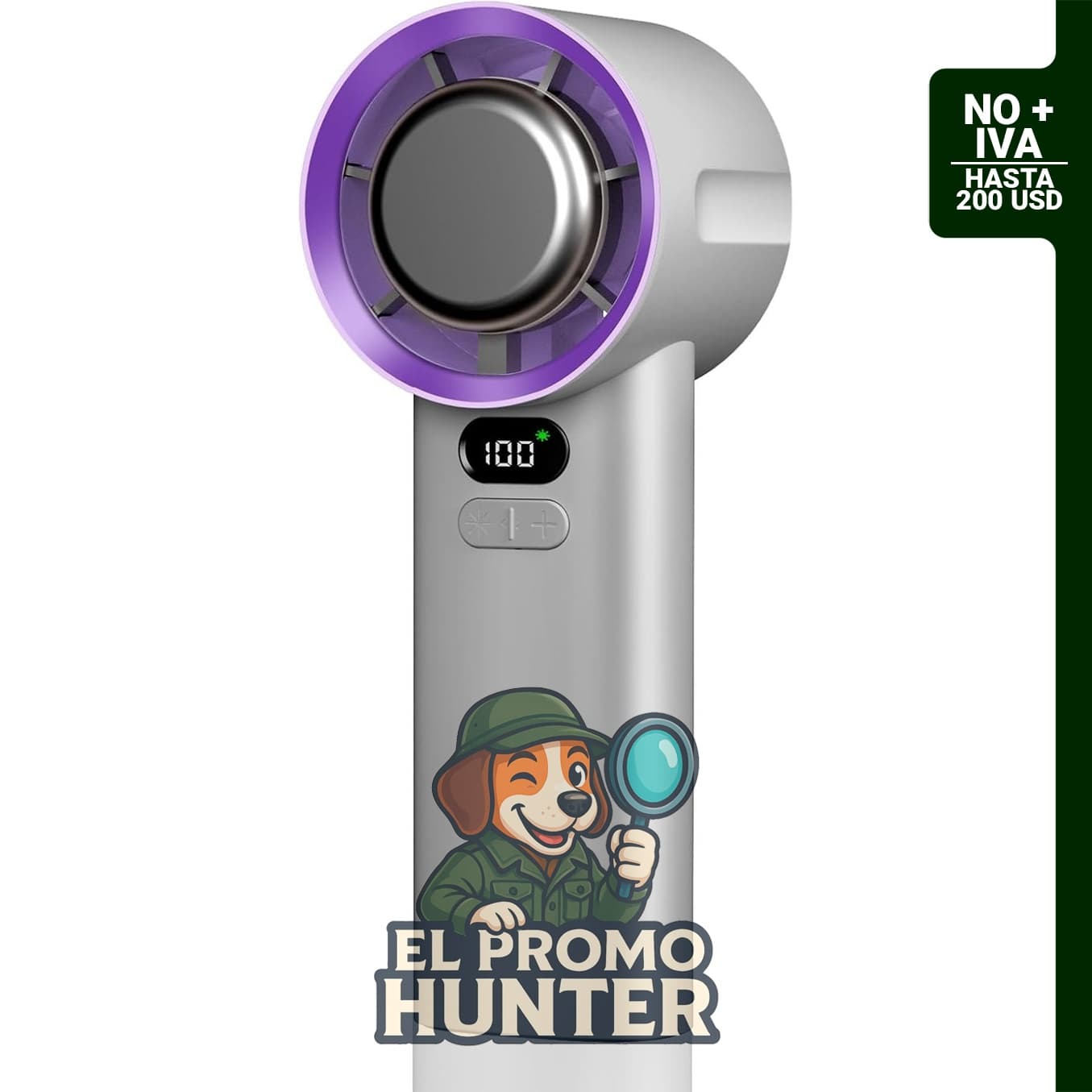 Ventilador portátil de mano con enfriador de hielo, 5 velocidades, batería de 4000 mAh, carga tipo C, pantalla LED.