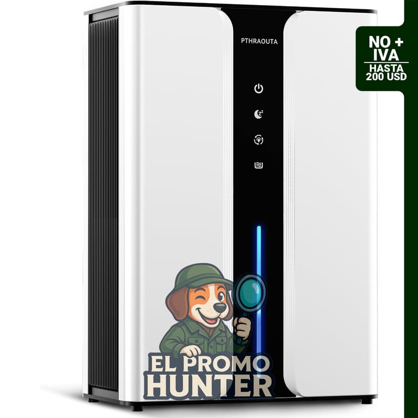 Deshumidificador PTHRAOUTA para interiores, con manguera de drenaje y filtro reutilizable, capacidad de 95 oz (2.8 L) para áreas de hasta 88 m² (950 ft²).