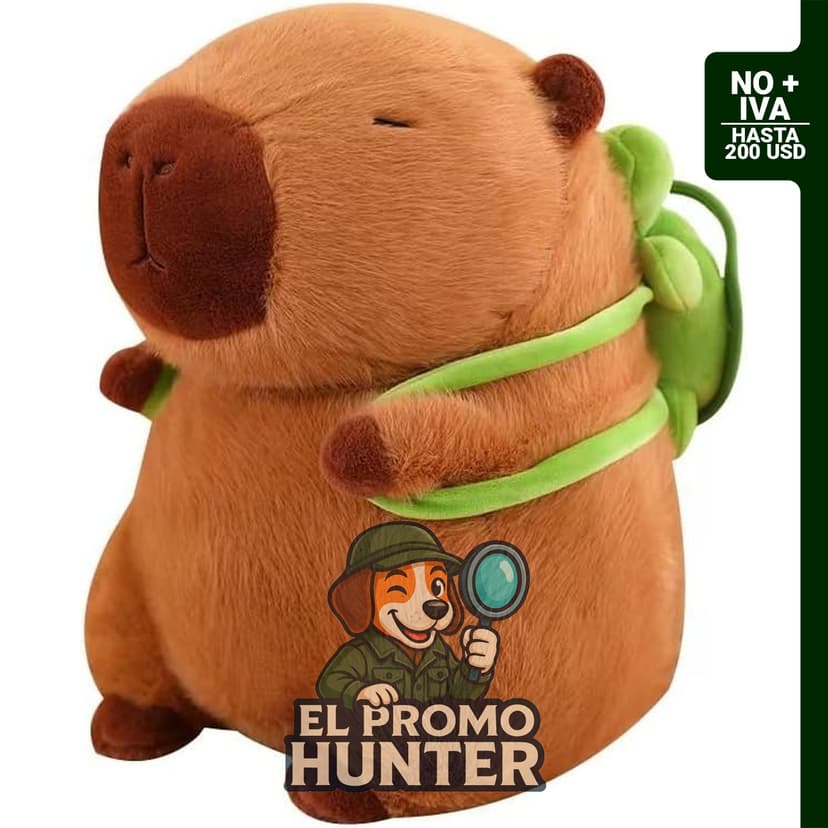 Muñeca de peluche de capybara con mochila de tortuga extraíble, suave y apretable.