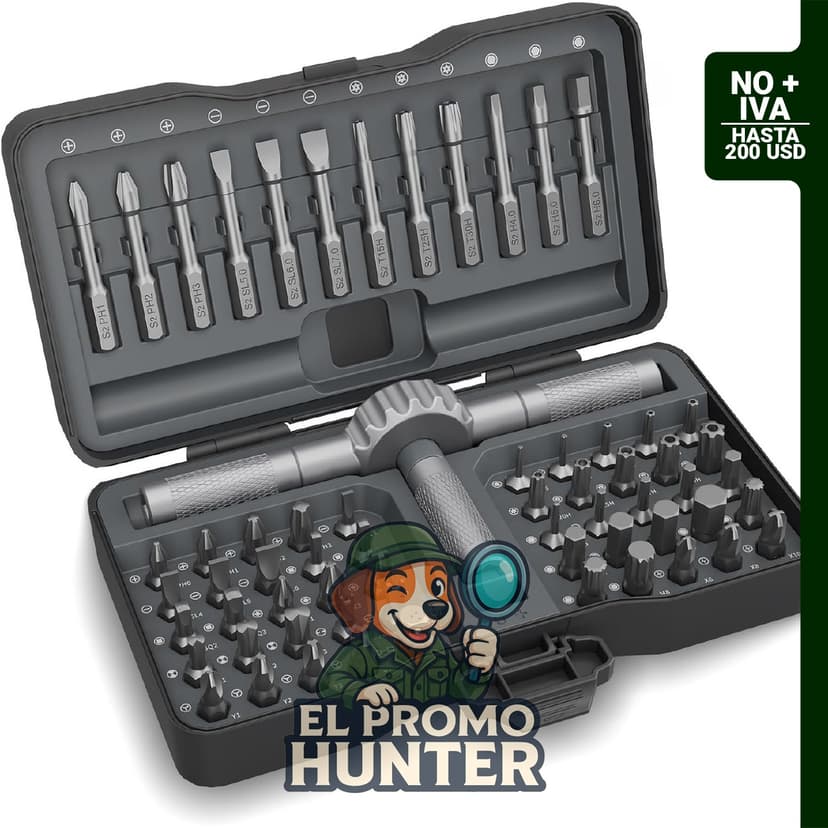 Juego de destornilladores de trinquete STREBITO T, 67 en 1, con trinquete de 72 dientes y torque de 50 N·m.