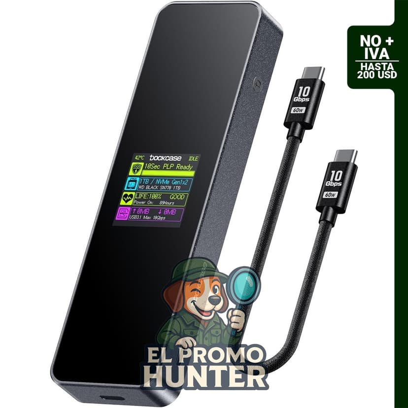 Carcasa inteligente para SSD M.2 NVMe, con protección contra pérdida de energía y conexión USB 3.2 Gen 2 Tipo-C.