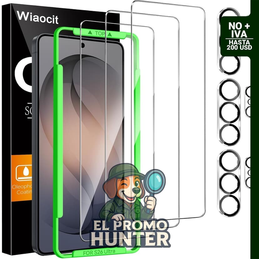 Protector de pantalla de vidrio templado para Samsung Galaxy S26 Ultra, incluye 3 protectores y 3 protectores de lente.