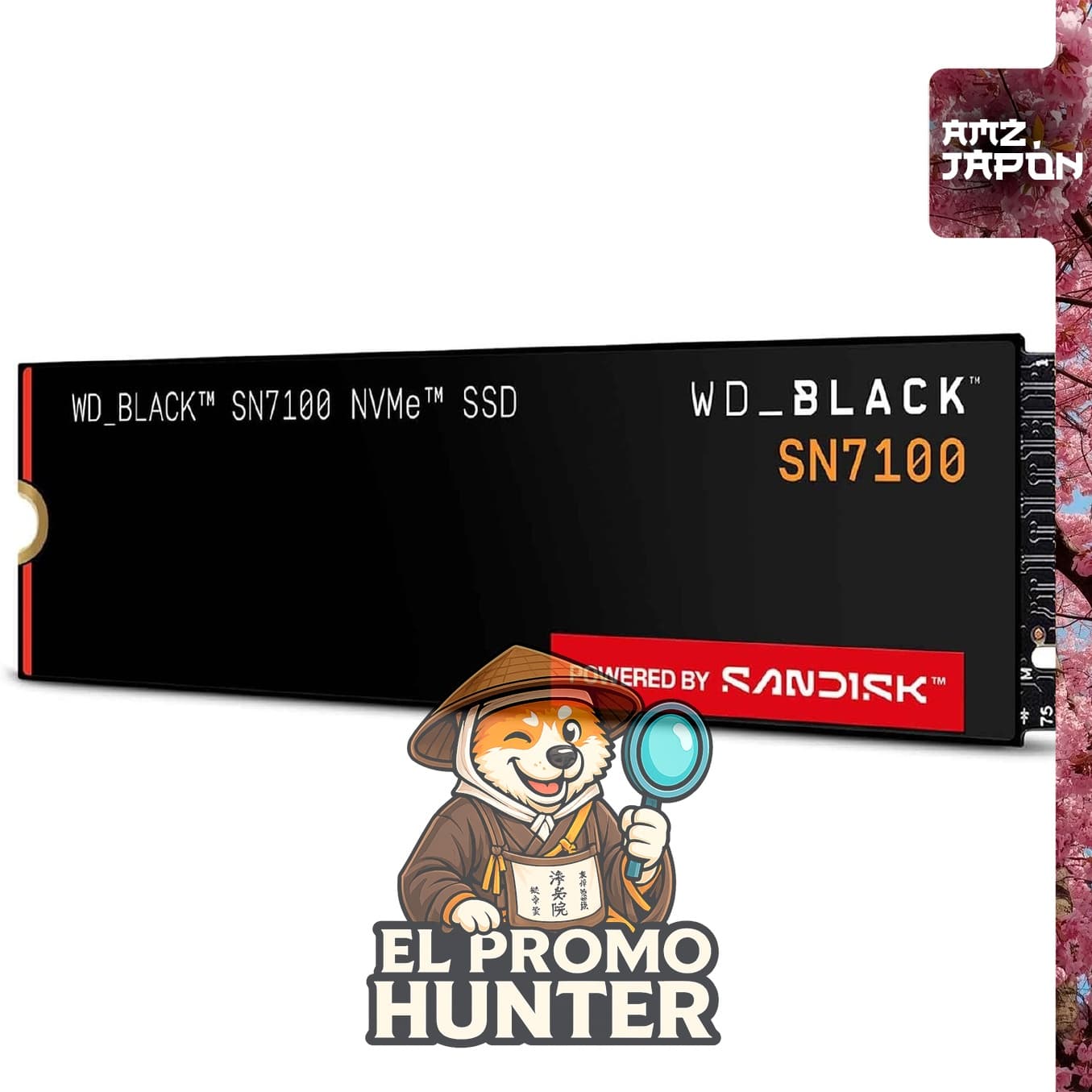 Disco duro sólido interno WD Black SN7100 de 1TB, M.2-2280, NVMe, velocidad de lectura de hasta 7,250 MB/s.