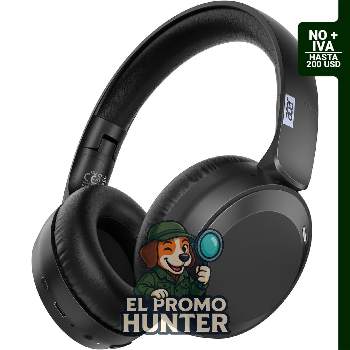 Auriculares inalámbricos Bluetooth Acer OHR205, con controladores de 40 mm y 70 horas de reproducción.