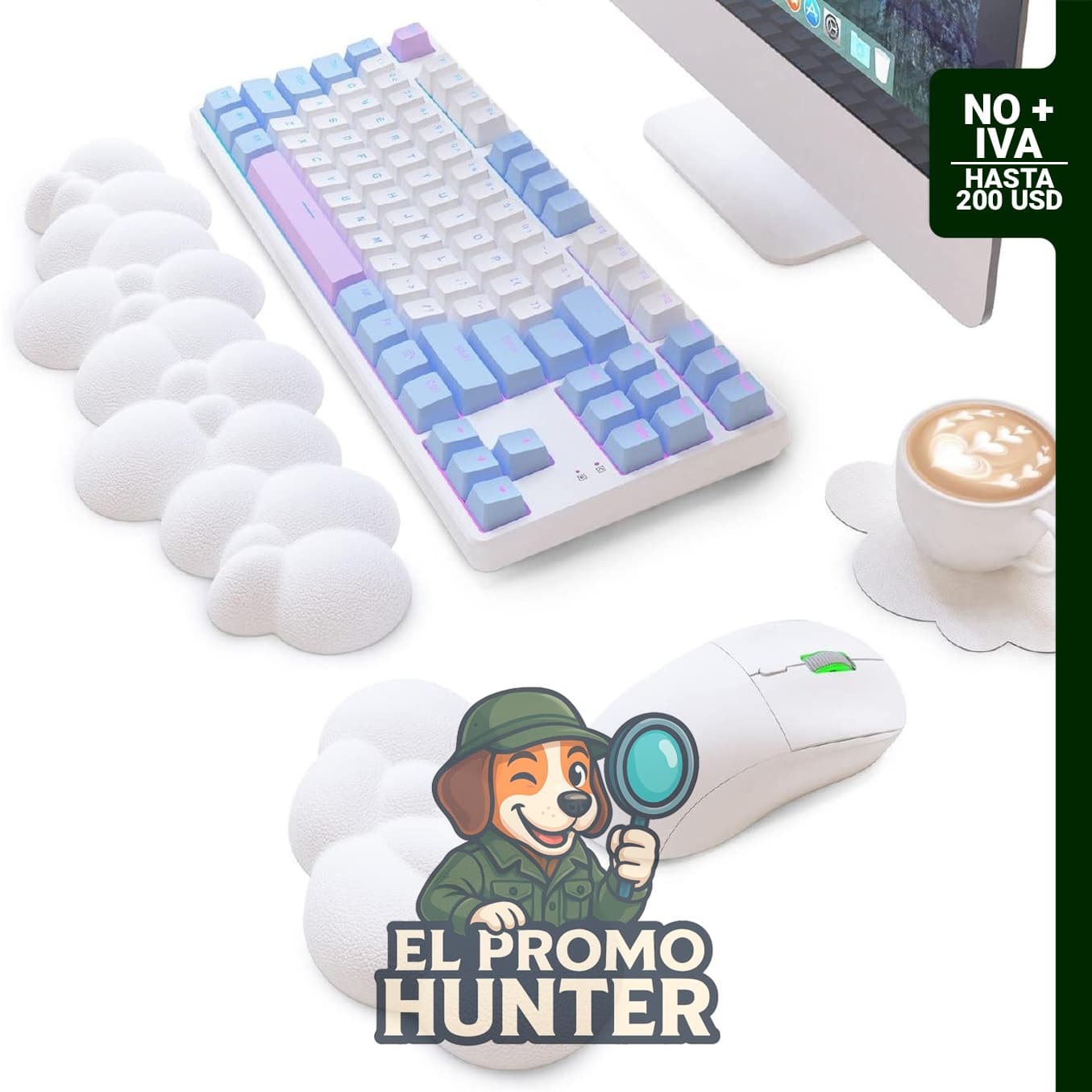 Alfombrilla de ratón ATTACK SHARK Cloud con soporte ergonómico y reposamuñecas de espuma con memoria.