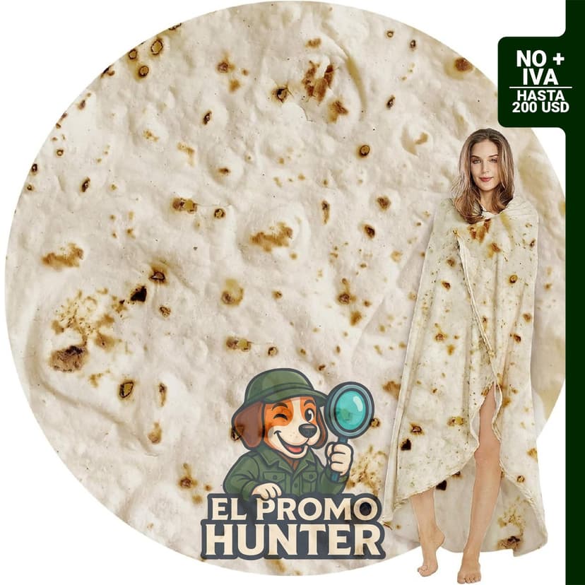 Manta Tortilla Redonda de Franela de 120 cm, doble cara.